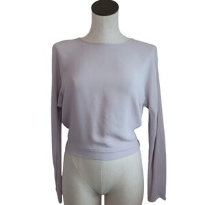 Wilfred Top Cropped Open Back Long Sleeves Tie Back Lavender Womens XS